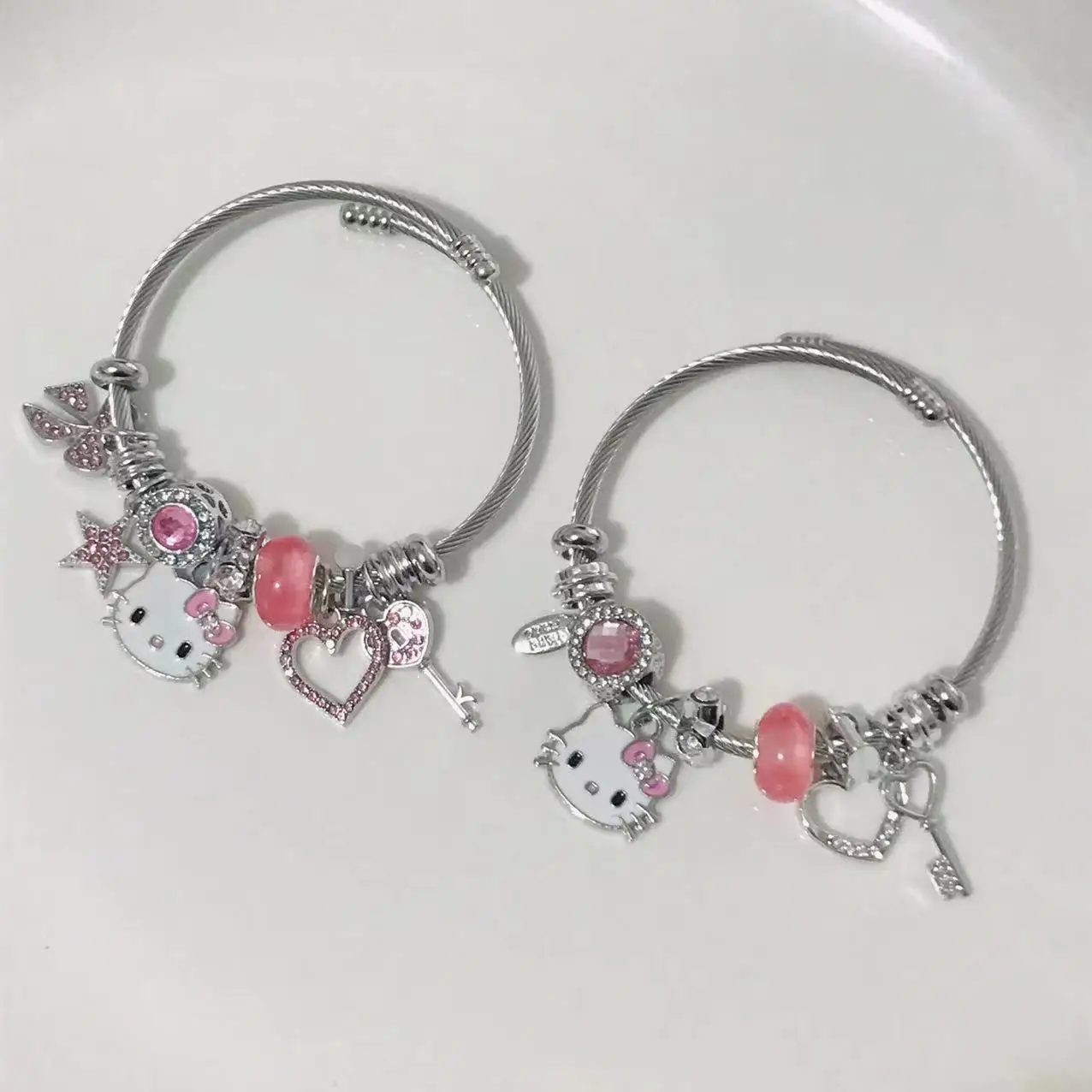 Pulseira + Berloques Hello Kitty - Prata 925