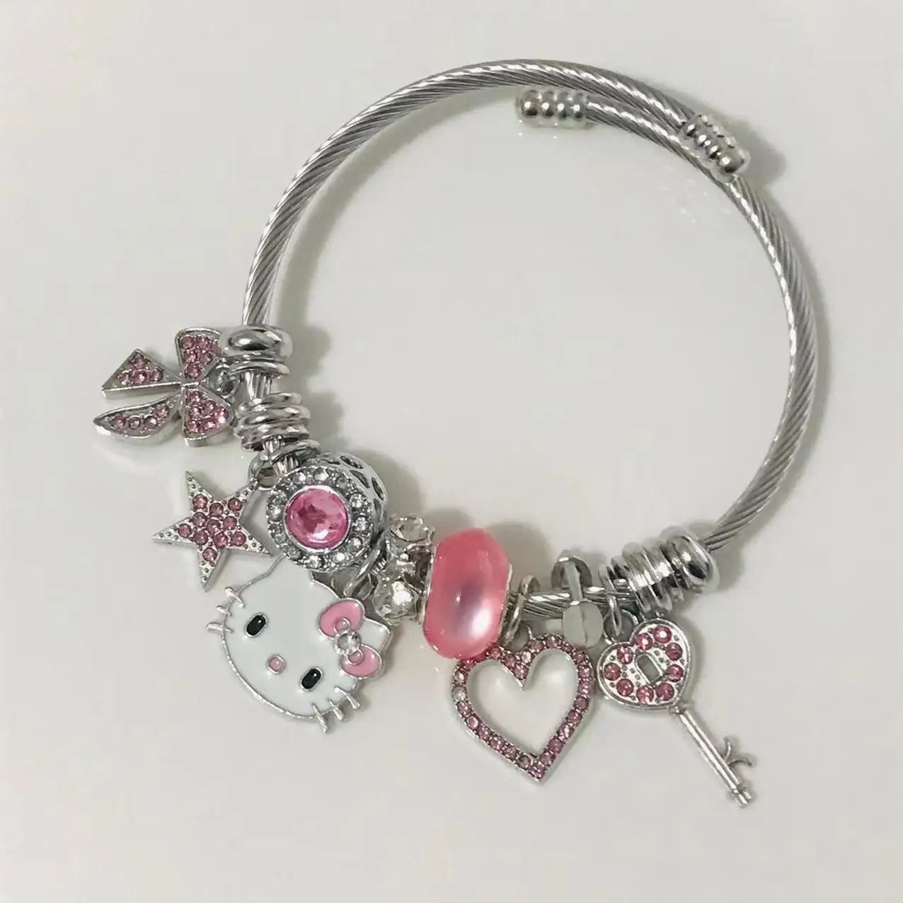 Pulseira + Berloques Hello Kitty - Prata 925