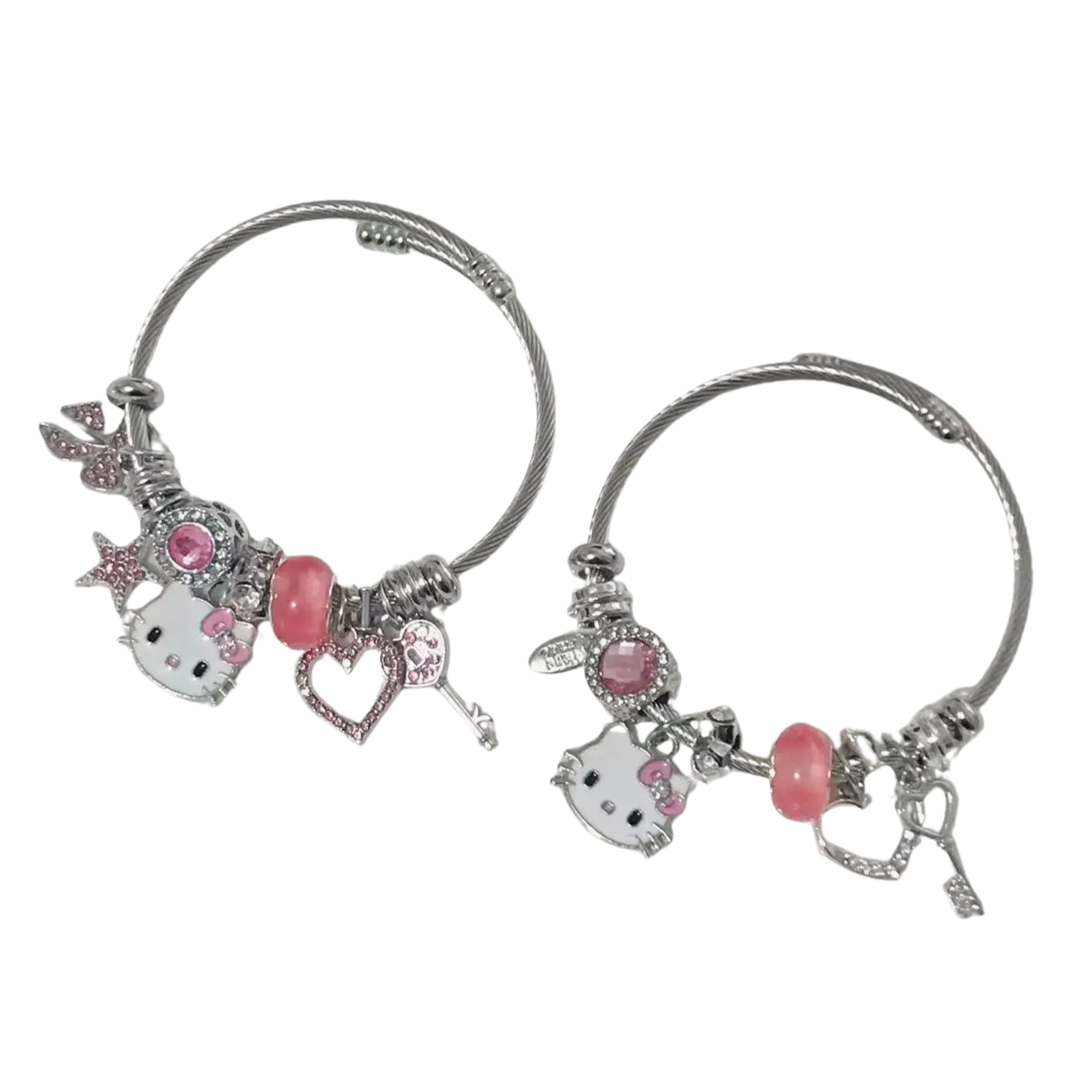 Pulseira + Berloques Hello Kitty - Prata 925