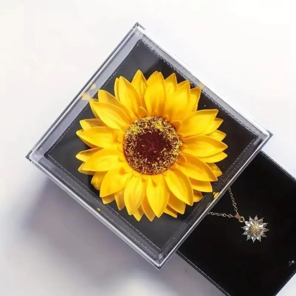 Colar Girassol + Caixinha com flor
