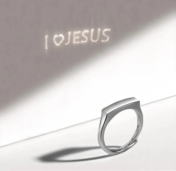 Par de alianças com luz esculpida - i Love Jesus