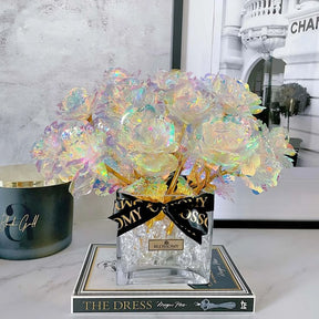 Rosas de cristais banhadas a Ouro