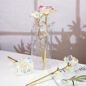Rosas de cristais banhadas a Ouro